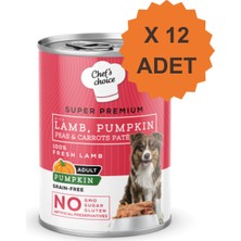 Chef's Choice Chefs Choice Hipoalerjenik Kuzu Etli ve Balkabaklı Tahılsız Ezme Yetişkin Köpek Konservesi 400GR x 12 Adet