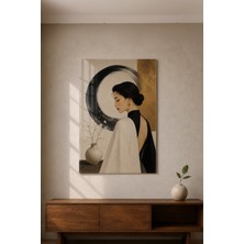 Bu Matbaa Kadın Figürlü Dekoratif Temperli Cam Tablo – Siyah Altın Modern Sanat Tasarımı