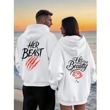 Macklin Sevgili - Arkadaş Çift Kombini Tom ve Jerry Sırt Baskılı Özel Tasarım Kapüşonlu Sweatshirt 2li Takım