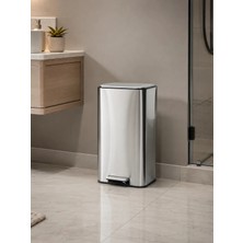 Vivarel Square Mat Paslanmaz Çelik Pedallı Çöp Kovası 30 L