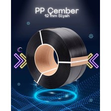 Dalpak Ambalaj 12 mm Siyah Pp Çember ( Polipropilen ) Makine Çemberi ( Koli Kapama , Koli Koruma Çemberi )