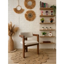 Silla T Sandalye Teddy Krem Kumaş Ceviz Ahşap Sandalye
