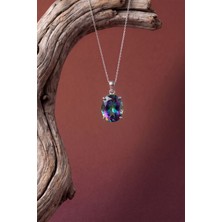 Takıdepo Tek Taş Model Mistik Topaz Zirkon Taşlı Gümüş Kadın Kolye