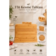 Porsima Piero Bambu 3'lü Standlı Ahşap Kesim Panosu Kesme Tahtası Seti 32CM