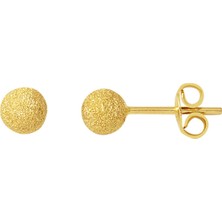 Bilezikci Kumlu Tasarım 14 Ayar Altın Top Küpe 5 mm.