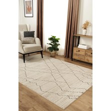 Livset Home Yumuşak Modern Krem Bej Antrasit Halı Salon Mutfak Antre Yolluk Oturma Odası Çocuk Odası Halısı 5925