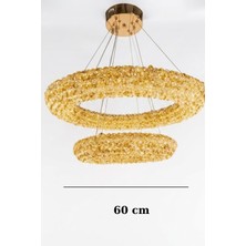 GN Gen Aydınlatma Çift Katlı Amber Kristal Taşlı Modern LED Halka Avize
