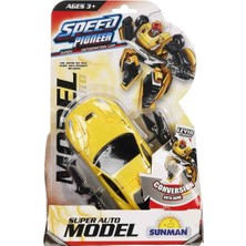 PopŞeker 16 cm Dönüşebilen Robot Oyuncak Araba - Aksesuarlı Eklemli Transformer Kahraman Figür