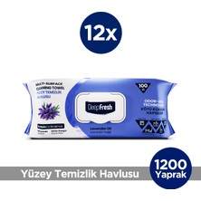 Deep Fresh Iz Bırakmaz Yüzey Temizlik Havlusu 100 Yaprak 12 Adet | Lavanta Yağlı | Karbonat, Beyaz Sirke