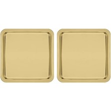 Kittiwake Home Life 2’li Gold Kare Paslanmaz Çelik Sunum Tepsisi 21X21 cm – Düz Çay Kahve Pasta Tatlı Servis Tepsisi Seti