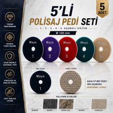 Mays 5’li Polisaj Pedi Seti 100 mm 1-2-3-4-5 | Mermer Granit Doğal Taş Parlatma Polisaj Seti