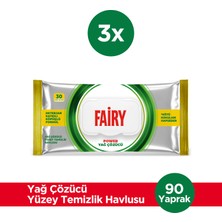 Fairy Power Yağ Sökücü Yüzey Temizlik Havlusu 30 Yaprak 3 Adet | Deterjan Katkılı Köpüklü Formül