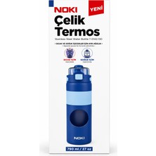 Noki Stainless Steel Çelik Termos 790 ml Lifestyle T-0142 Çift Ağızlıklı Çelik Matara 790ML