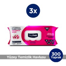 Deep Fresh Iz Bırakmaz Yüzey Temizlik Havlusu 100 Yaprak 3 Adet | Lilyum Çiçeği | Karbonat, Beyaz Sirke