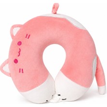 Ecrou Kuyruklu Kedi Memory Foam Boyun Yastığı Pembe