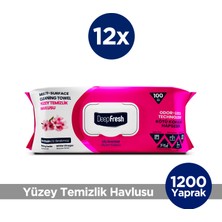 Deep Fresh Iz Bırakmaz Yüzey Temizlik Havlusu 100 Yaprak 12 Adet | Lilyum Çiçeği | Karbonat, Beyaz Sirke