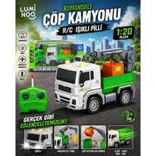 Luminoo Kumandalı Çöp Kamyonu R/c 1:20 Işıklı Pilli Hareketli Vinçli Çöp Taşıma Oyuncağı