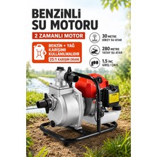 SCHUTZENGER Benzinli Su Motoru 2 Zamanlı 30 mt Dik Su Atar 7 mt Emiş Tazikli Su Pompası C14 Kırmızı