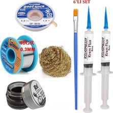 Smnr Mechanic Lehim Teli 0,3mm 40GR Havya Uc Clean Rslasm Flux ve 3,0mm  Lehim Emme Teli Seti1 ST0119