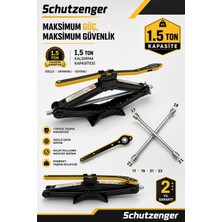 SCHUTZENGER Oto Araç Kriko 1.5 Ton Katlanır Makas Cırcır Bijon Anahtar Cırcır Hediye 17-19-21-23 Anahtar K-3672