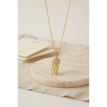 Miss Mojo 316L Çelik Zincir Gold Renk Zirkon Taşlı Jellyfish Model Kolye