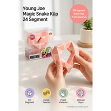 Toyfest Magic Snake Küp 24 Segment Somon Turuncu Young Joe Esnek Yılan Zeka Oyunu Şekil Bulmaca 7,5 cm