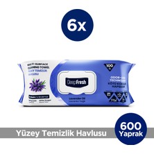 Deep Fresh Iz Bırakmaz Yüzey Temizlik Havlusu 100 Yaprak 6 Adet | Lavanta Yağlı | Karbonat, Beyaz Sirke