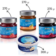 Seğmen Diyabetik Reçel ve Helva Paketi 4’lü – Çilek, Vişne, Kayısı Reçeli 270 G + Sade Helva 300 G