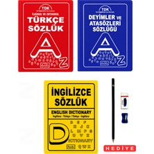 Parıltı Yayınları Ilkokul ve Ortaokul Türkçe Sözlük Deyimler ve Atasözleri Ingilizce Sözlük 3'lü Sözlük Seti (Biala Kapak)Tdk Son Değişiklikler Esas Alınmıştır Kalem Seti Hediyeli
