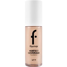 Flormar Perfect Coverage Yüksek Pigmentli SPF15 Fondöten Doğal Görünüm ve Yarı Parlak Bitiş
