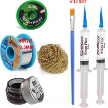 Smnr Mechanic Lehim Teli 0,3mm 40GR Havya Uc Clean Rslasm Flux ve 2uul-2,0mm Lehim Emme Teli Seti2 ST088