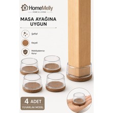 Btm Home Geniş Masa Ayakları Için Uygun 4 Adet Şeffaf Renk Keçeli Silikon Kaydırmaz