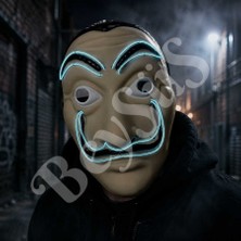 BeySüS Cadılar Bayramı Işıklı Papel Maske Turkuaz