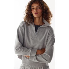 Penti Gri Yarım Fermuarlı Şardonlu Sweatshirt