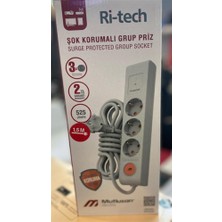Mutlusan Rı-Tech 3lu 1.5mt Anahtarlı Şok Korumalı Grup Prız (001 175 370002 15 00) (525 Joule)