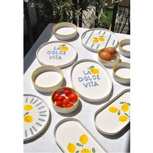Qualitev 15 Parça Seramik Kahvaltı Takımı 6 Kişilik Limon Desenli Kahvaltı Seti -Lime