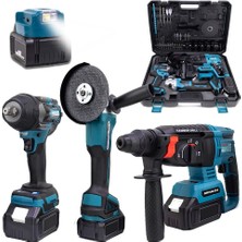 Prohummer PH279 Akülü Kömürsüz 3ın1 Matkap Seti - (800NM Somun Sökme, Kırıcı Delici , 125MM Avuç Taşlama, Powerbank ve LED)21V 4AH