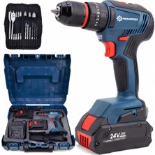 Prohummer PH344 Professional 21V 3AH Çift Vitesli Metal Mandren Vidalama Matkap Seti