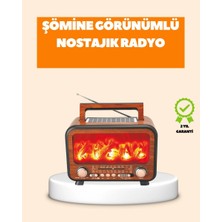 Uslucan Alışveriş Şömine Alev Işıklı Solar Bluetooth Hoparlör – 7W Güçlü Ses Fm Radyo