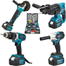 Prohummer PH093 Profesyonel Şarjlı Ultra 4lü Set Takımı Kırıcı Delici Somun Sıkma Taşlama ve Vidalama Matkap 58VF