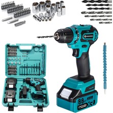 Prohummer PH282 Kömürsüz 88VF Akülü Kömürsüz 82 Parça Vidalama Matkap Seti (Mavi)