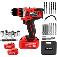 Prohummer Kimmer Plus KM0101K 12V Metal Şanzıman Şarjlı Matkap 24 Parça Set
