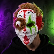 Pandoli Halloween Tek Gözlü Saçlı Sert Plastik Arkadan Lastikli Palyaço Joker Maskesi