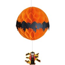 Pandoli Vampir Figürlü Halloween Partisi Turuncu Renk Petek Asma Süs