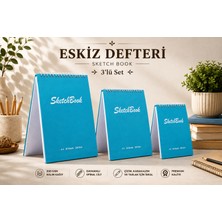 Pagos Yayınları Wise Owl 3’lü Eskiz Defteri Seti A4 A5 A6 – 200 gr 30 Yaprak 60 Sayfa – Spiralli Sert Kapak Sketchbook Turkuaz