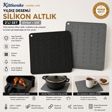 Kittiwake Home Life 2’li Siyah ve Gri Silikon Nihale Seti 16X16 cm – Sıcak Tencere Tava Altlığı Masa Tezgâh Koruyucu