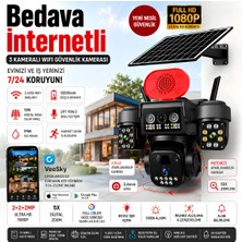 Euro Special Onqam On4-4g-H Sim Kartlı 4g Kamera 3 Kameralı Solar Güvenlik Kamerası 3mp - Internet Bedava 7-24 Izleme