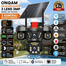 Euro Special Onqam ONSW2366 Solar Wifi Kamera 3 Lens 6mp IP66 Dış Mekan Güvenlik Kamerası