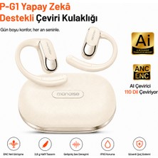Ayers Monoise P-G1 Yapay Zekâ Destekli Çeviri Kulaklığı, 110 Dil Anlık Çeviri, Anc + Enc Gürültü Engelleme, 3,8 G Hafif Kulak Kancalı Tasarım, Kadın Erkek Bluetooth Kablosuz Kulaklık