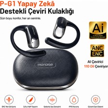 Ayers Monoise P-G1 Yapay Zekâ Destekli Çeviri Kulaklığı, 110 Dil Anlık Çeviri, Anc + Enc Gürültü Engelleme, 3,8 G Hafif Kulak Kancalı Tasarım, Kadın Erkek Bluetooth Kablosuz Kulaklık